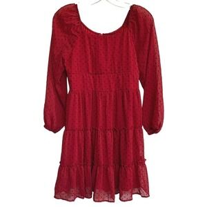 Trixxi Girl Red Black Sheer Dot‎ Party Dress Goth Red Devil Vamp - Juniors XL